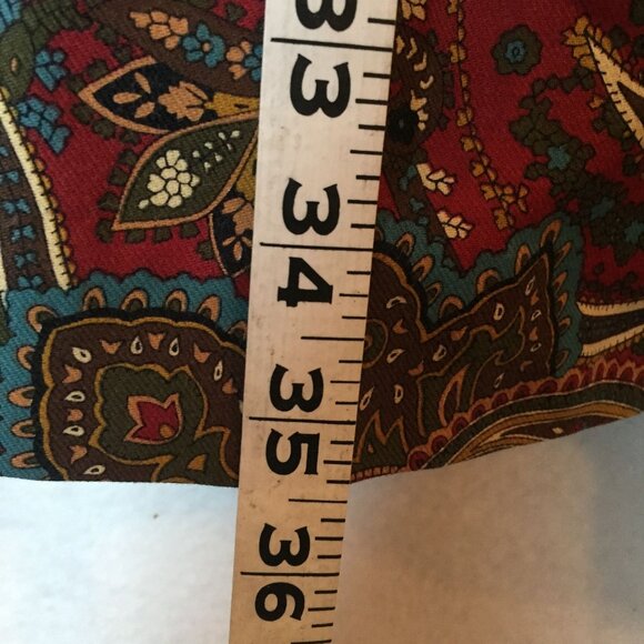 ORVIS Midi Pleated Skirt Size XL Paisley Burgundy Pockets Side Zip Elastic Waist - Picture 4 of 11